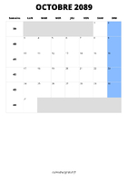 calendrier octobre 2089 calendrier octobre 2089 format portrait
