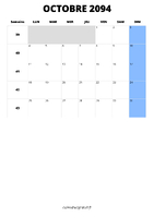 calendrier octobre 2094 calendrier octobre 2094 format portrait