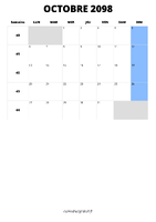 calendrier octobre 2098 calendrier octobre 2098 format portrait