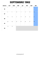 calendrier septembre 1902 format portrait