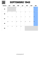 calendrier septembre 1943 format portrait