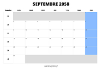 calendrier septembre 2058 calendrier septembre 2058 au format paysage
