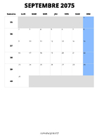 calendrier septembre 2075 format portrait