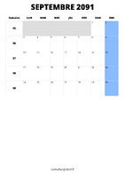 calendrier septembre 2091 format portrait