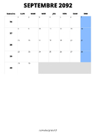 calendrier septembre 2092 format portrait
