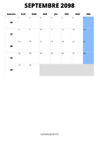 calendrier septembre 2098 format portrait