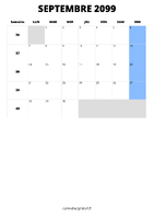 calendrier septembre 2099 format portrait