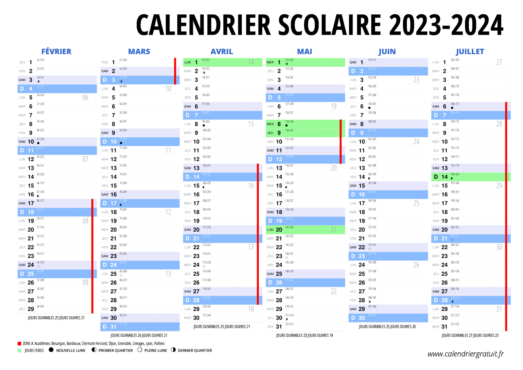 Calendrier 2024 - Zone 6